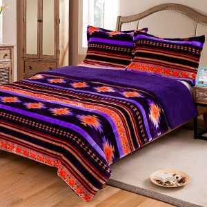 Sherpa Lined Silk Touch 3 Piece Bed Set  - Purple - (0236-1704)