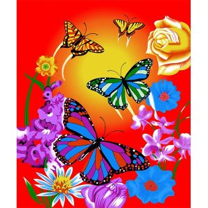 Medium Weight Signature Blanket Queen NT Colorful Butterflies 1702-7515
