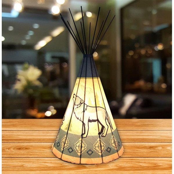 Traditional Wolf Parchment Desk Teepee Lamp Individual - Large  (LP-10025) - Image 2