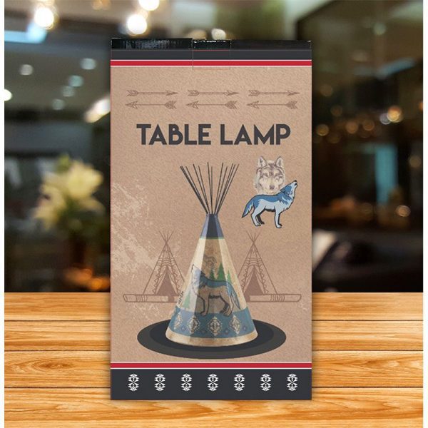 Traditional Wolf Parchment Desk Teepee Lamp Individual - Large  (LP-10025) - Image 3