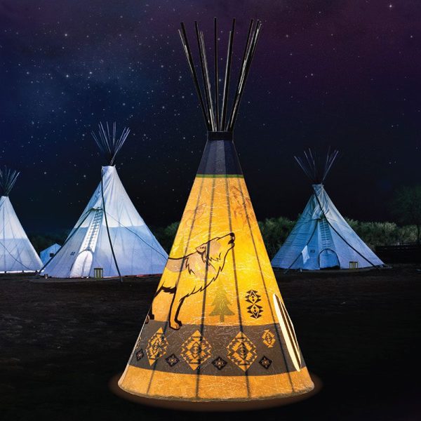 Traditional Wolf Parchment Desk Teepee Lamp Individual - Large  (LP-10025)