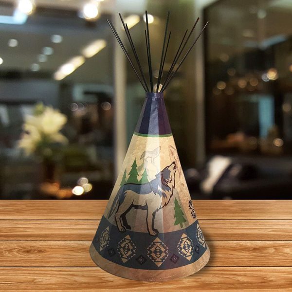 Traditional Wolf Parchment Desk Teepee Lamp Individual - Large  (LP-10025) - Image 4
