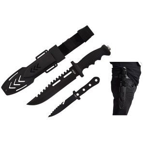 8 Three Piece Hunt Down Black Throwing Knife Set With Fish Hook