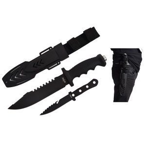 8 Three Piece Hunt Down Black Throwing Knife Set With Fish Hook