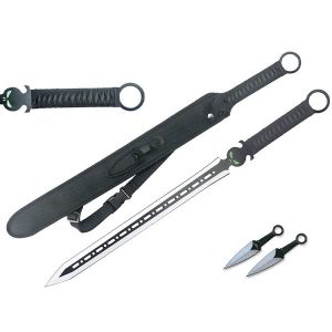 Ninja Sword Vented + Throwing Knives - (T63103BK)