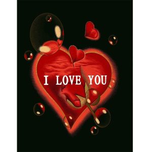 Mink Blanket - Queen (G088 I Love You Heart)