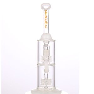 Xtreme Glass 5mm Straight Tube Bong W/Tripple Perc-12" - White/Jade (XTR413)