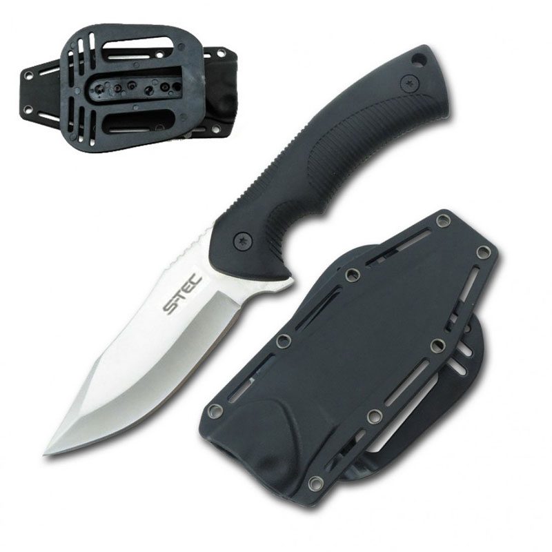 9″ Fixed Blade Full Tang Knife w/ Plastic Clip In Sheath (T25141 ...
