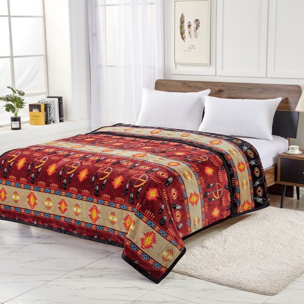 2 Ply Reversible Blanket - King- Medicine Wheel with Eagle Feather (1763) - Image 8