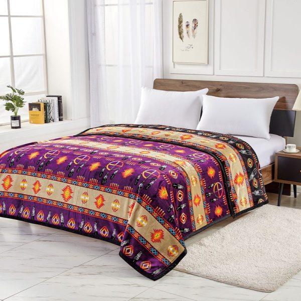 2 Ply Reversible Blanket - King- Medicine Wheel with Eagle Feather (1763) - Image 10