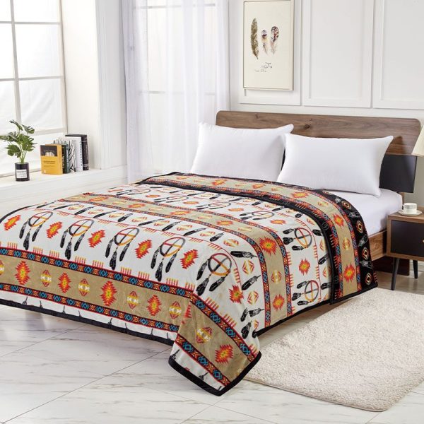 2 Ply Reversible Blanket - King- Medicine Wheel with Eagle Feather (1763) - Image 9
