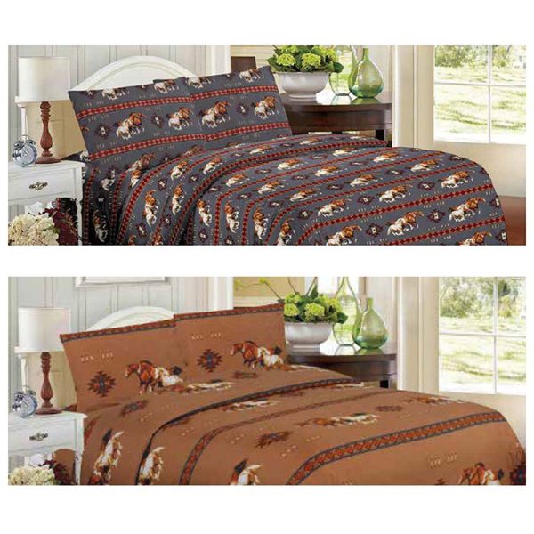 Geometric Horses, Queen Size 4 pc Printed Sheet Set 0375