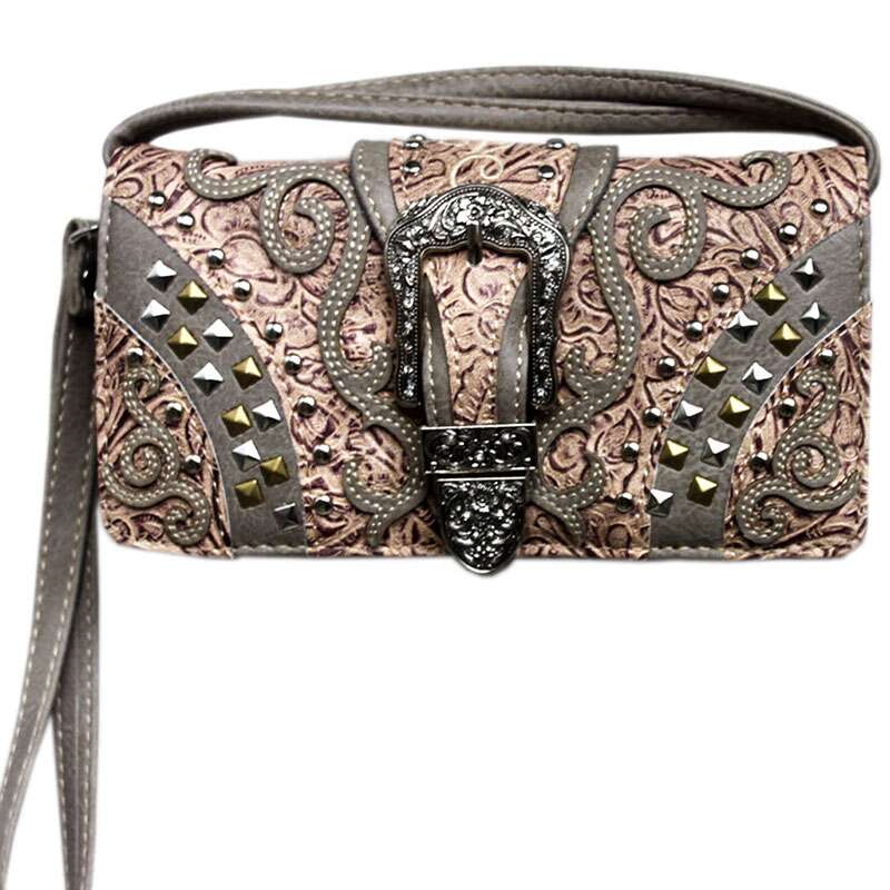 CNS Clutch with Studs and Buckle Beige