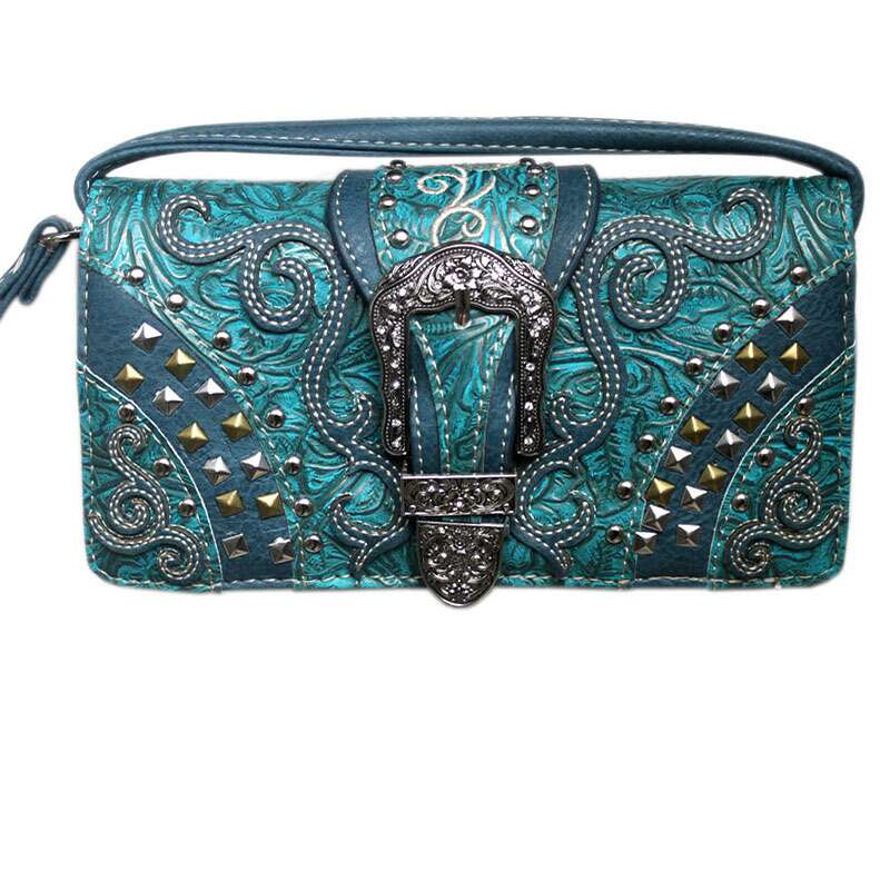 CNS Clutch with Studs and Buckle Turquoise