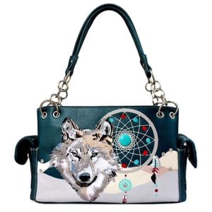 CNS Wolf Hand Bag with Dream Catcher Teal