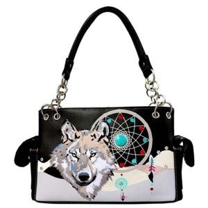 CNS Wolf Hand Bag with Dream Catcher Black