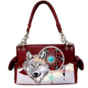 CNS Wolf Hand Bag with Dream Catcher Wine