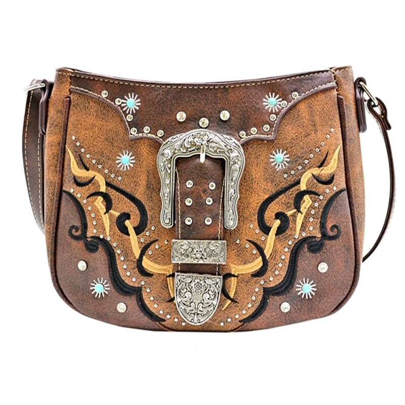 CNS 2 Toned Leather Hand Bag with Buckle Light Brown & Brown