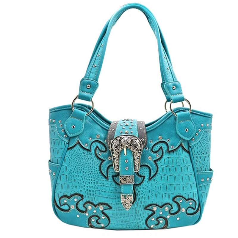 CNS Floral Buck Handbag Turquoise