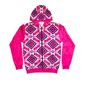 Black Raven Zip Up Hoodie Pink