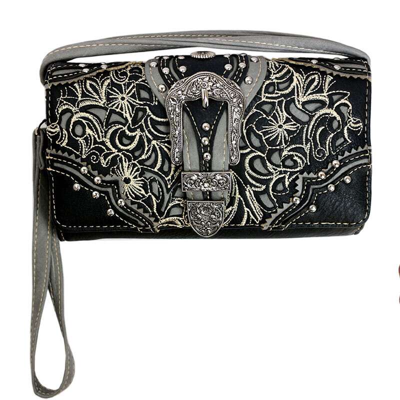 CNS Leather Buckle Clutch Black