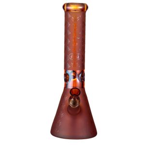 Xtreme Frosted Beaker Bong with colour slide and bowl Wine Red