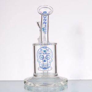 Boss bong with blue decals and logo