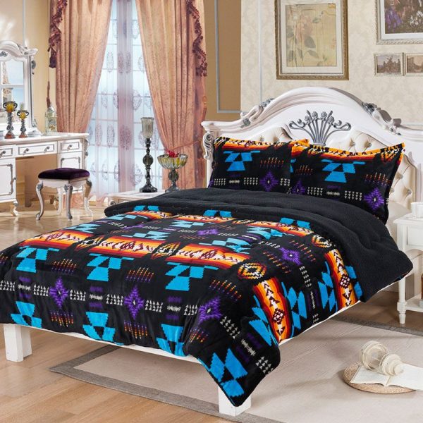 16112 Design - Full Size Silk Touch Thick Sherpa (Borrego) Lined 3pc Blanket Set - 0205 - Image 2