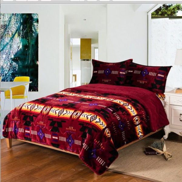 16112 Design - Full Size Silk Touch Thick Sherpa (Borrego) Lined 3pc Blanket Set - 0205 - Image 5