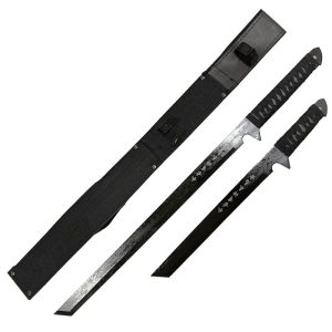 dual Japanese style swords with sleeve black
