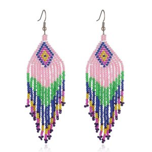 Beaded Indigenous Earrings - (JS22224-C)
