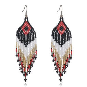 Beaded Indigenous Earrings - (JS22224-G)