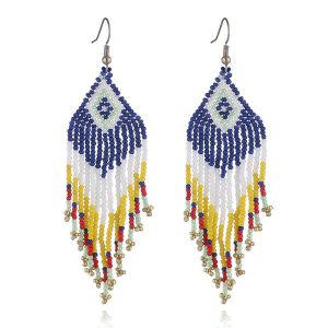 Beaded Indigenous Earrings - (JS22224-I)