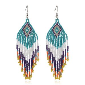 Beaded Indigenous Earrings - (JS22224-J)