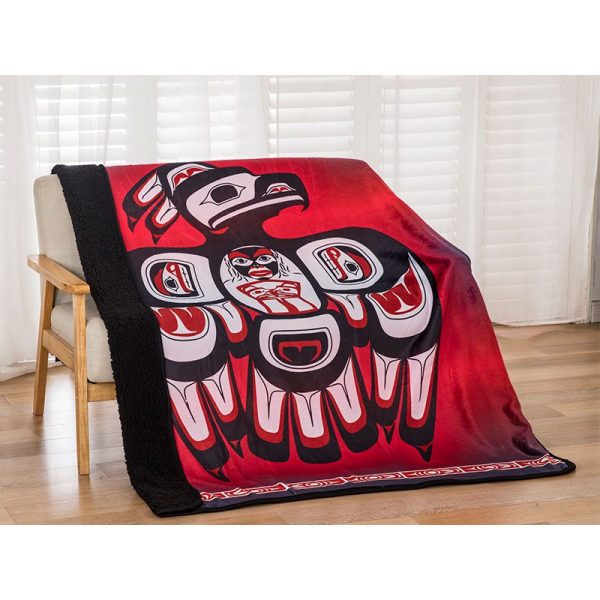 Sherpa Lined Silk Touch Throw - Design Thunderbird (1703-7648)