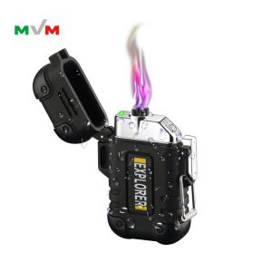 MLT234 Black - Waterproof Flameless Electric Dual Arc Plasma Beam USB rechargeable