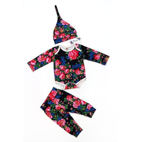 Kokum Floral  Baby Onesie  - Assorted  Size (Floral 980 Black)