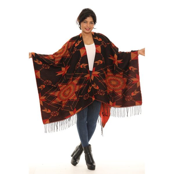 Starburst Design Poncho - Assorted Colors  (1172)