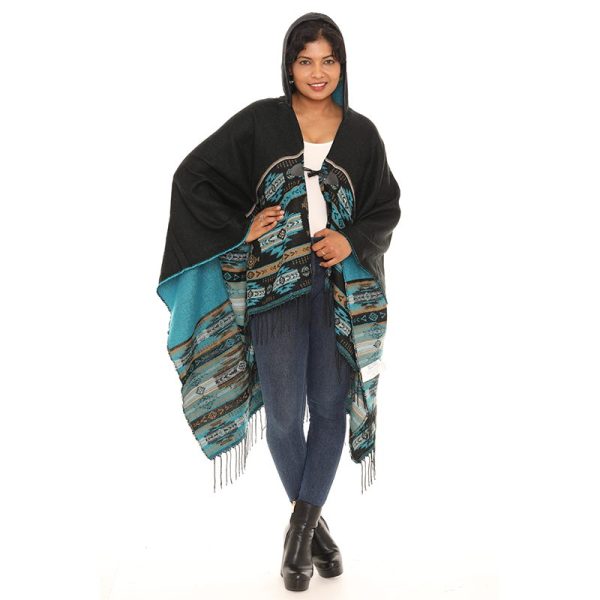 1175 Design Hooded Poncho - Assorted Colors  (1175) - Image 5