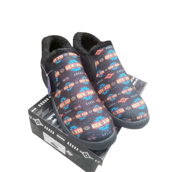 Printed Men's Winter Slipper/Shoe With Soft Lining - Black (0834-1901)