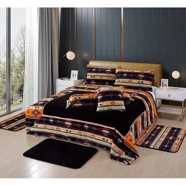 8 Pcs luxurious Faux Fur Blanket King Size (2121 Black ) Canadian