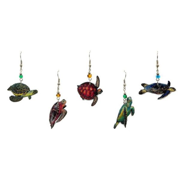 Hand Made Acrylic Sea Turtle Earring - Assorted Designs (AC-ST-EAR) - Image 2
