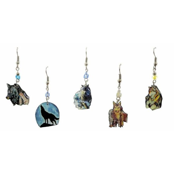 Hand Made Acrylic Wolf Head Earring - Assorted Designs (AC-WH-EAR)