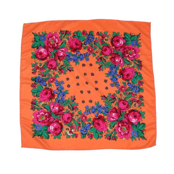 30" x 30" Non-Metallic Kokum Floral Scarf (CD-SCARF-3 Orange)