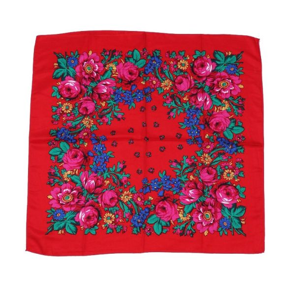 30" x 30" Non-Metallic Kokum Floral Scarf (CD-SCARF-3 Red)