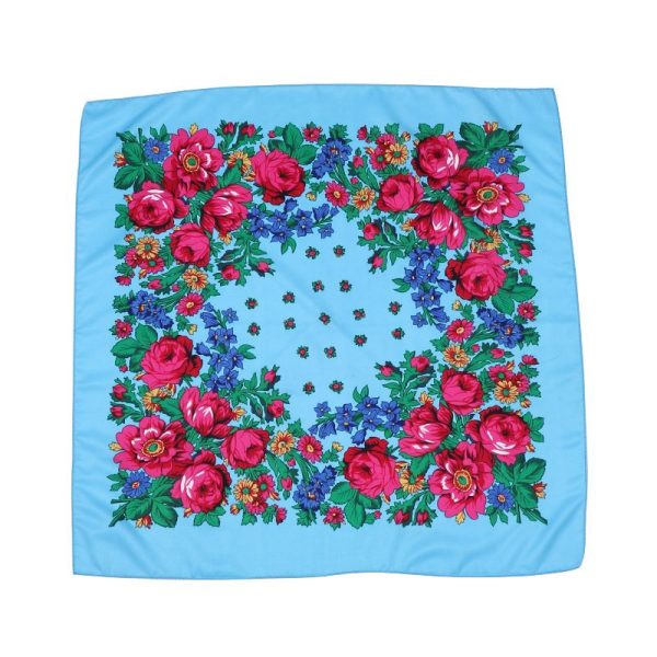 30" x 30" Non-Metallic Kokum Floral Scarf (CD-SCARF-3 Turquoise)