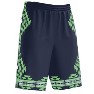 Athletic Native Print Shorts - Adult -  Assorted Sizes (S-XL) - Navy Green - 12/Pack (0222-5514)