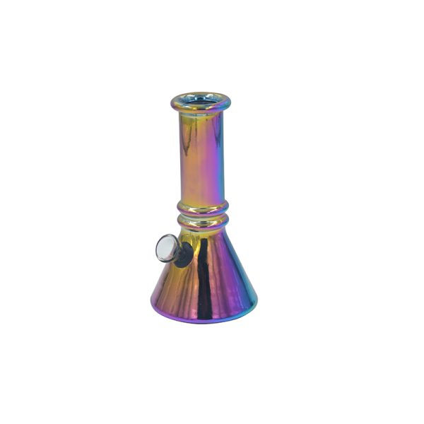 6" Glass Mini Bong Rainbow Long Neck Flask Shaped - BLMIN-03-4