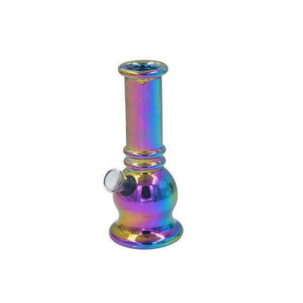 6" Round Base Mini Glass Bong Metallic Finish - BLMIN-04-4