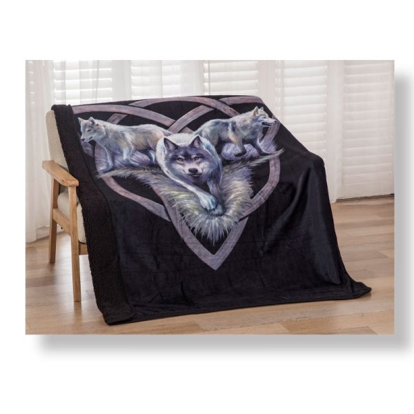 Wolf Trio #7135, Signature Sherpa Lined Throw Blanket (1703-7135 WT)